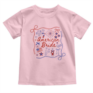 American Bride Bachelorette Party Toddler T Shirt Coquette Bow 4th Of July TS10 Light Pink Print Your Wear