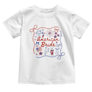 American Bride Bachelorette Party Toddler T Shirt Coquette Bow 4th Of July TS10 White Print Your Wear