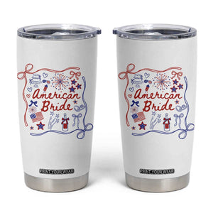 American Bride Bachelorette Party Tumbler Cup Coquette Bow 4th Of July TS10 White Print Your Wear