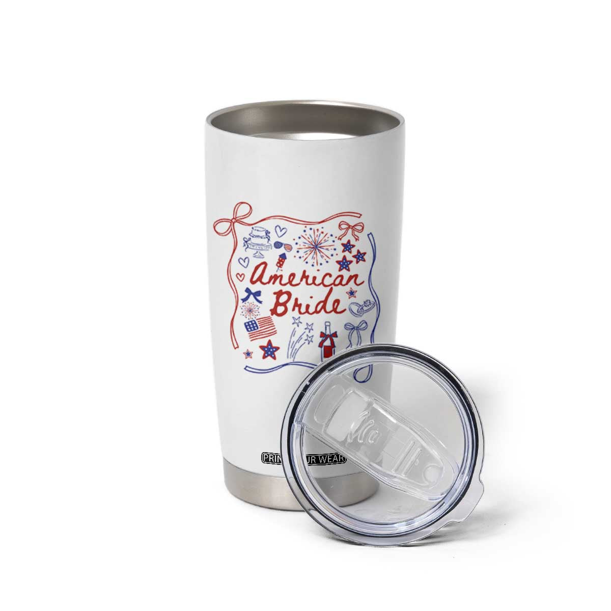 American Bride Bachelorette Party Tumbler Cup Coquette Bow 4th Of July TS10 Print Your Wear