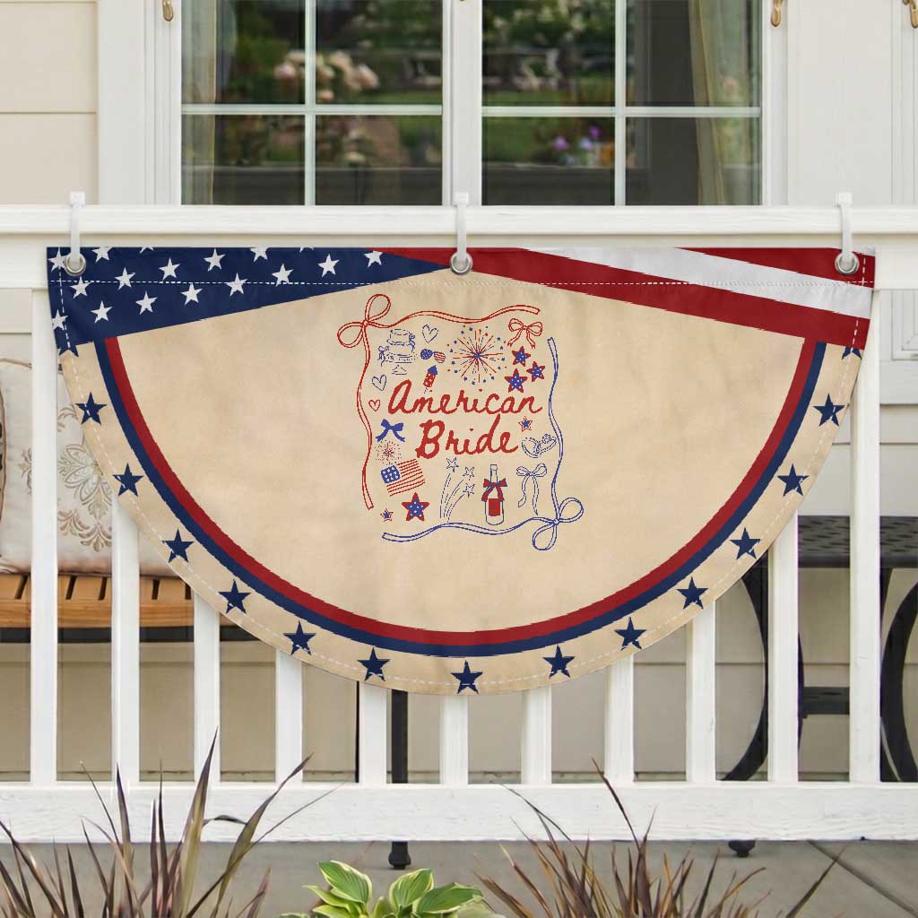 American Bride Bachelorette Party Patriotic Fan Flag Coquette Bow 4th Of July