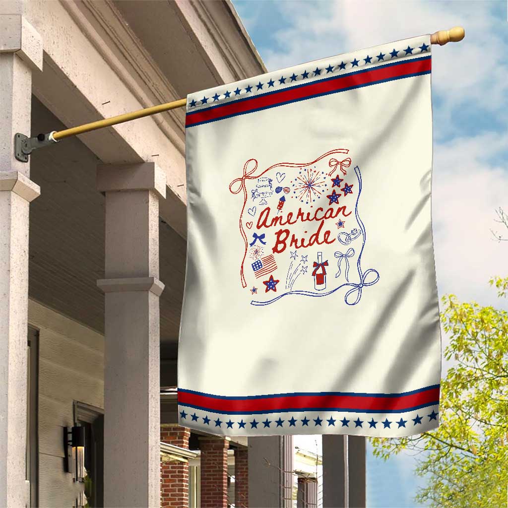 American Bride Bachelorette Party Garden Flag Coquette Bow 4th Of July TS10 Modern Beige Red Print Your Wear