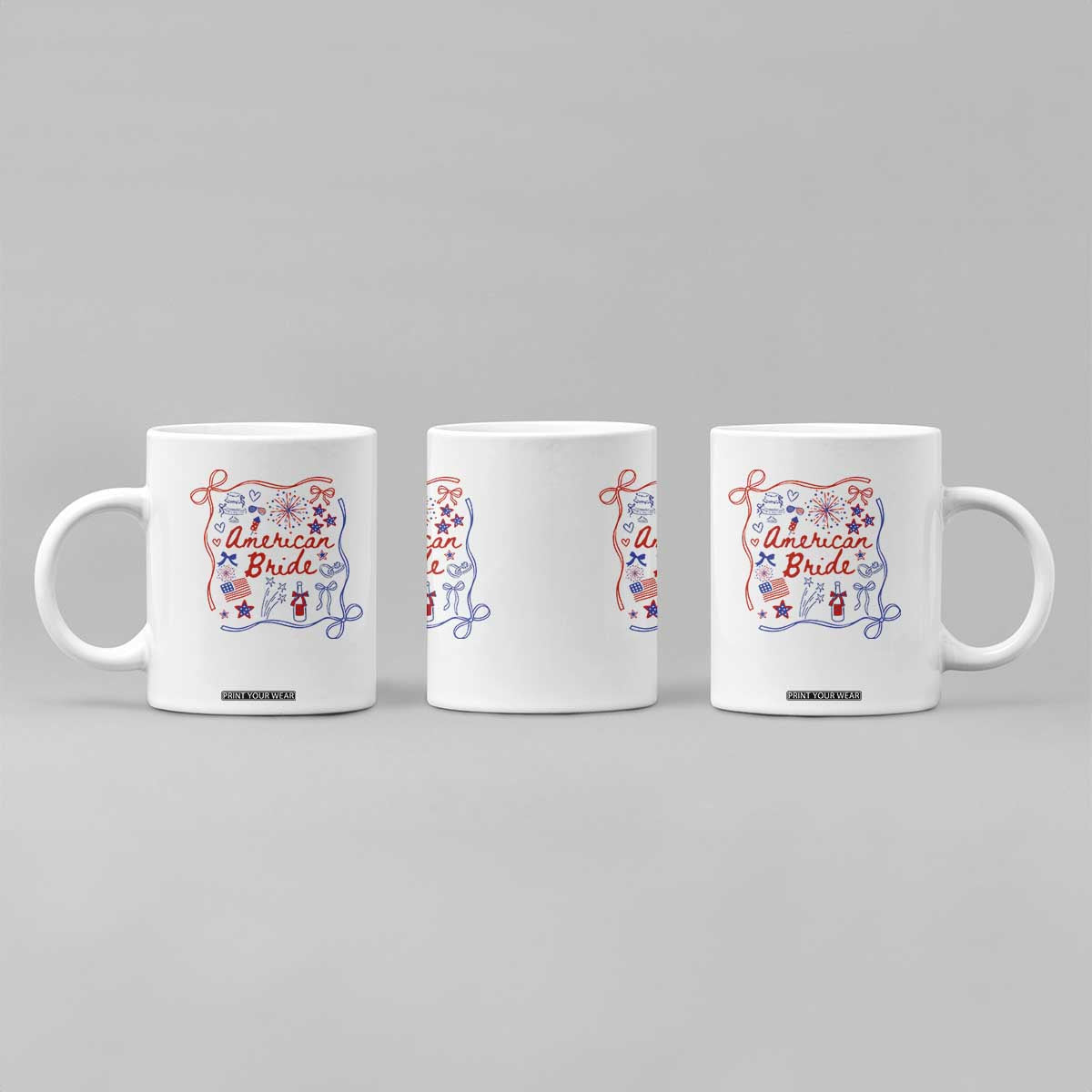 American Bride Bachelorette Party Coffee Mug Coquette Bow 4th Of July TS10 Print Your Wear