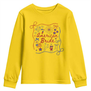 American Bride Bachelorette Party Youth Sweatshirt Coquette Bow 4th Of July TS10 Daisy Print Your Wear