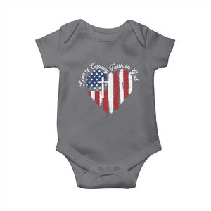 Patriotic Christian Baby Onesie Faith In God Heart Cross Flag 4th Of July Religious TS10 Charcoal Print Your Wear