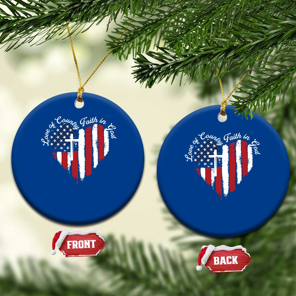 Patriotic Christian Ceramic Ornament Faith In God Heart Cross Flag 4th Of July Religious TS10 1pc Blue Print Your Wear