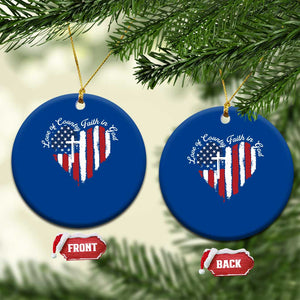 Patriotic Christian Ceramic Ornament Faith In God Heart Cross Flag 4th Of July Religious TS10 1pc Blue Print Your Wear