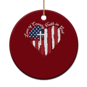 Patriotic Christian Ceramic Ornament Faith In God Heart Cross Flag 4th Of July Religious TS10 1pc Red Print Your Wear