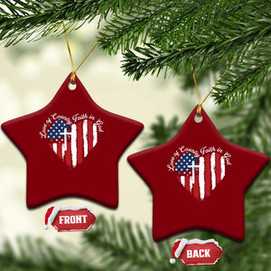 Patriotic Christian Ceramic Ornament Faith In God Heart Cross Flag 4th Of July Religious TS10 Print Your Wear