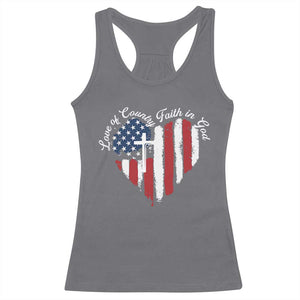 Patriotic Christian Racerback Tank Top Faith In God Heart Cross Flag 4th Of July Religious TS10 Charcoal Print Your Wear