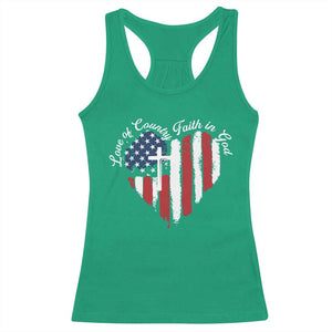 Patriotic Christian Racerback Tank Top Faith In God Heart Cross Flag 4th Of July Religious TS10 Irish Green Print Your Wear