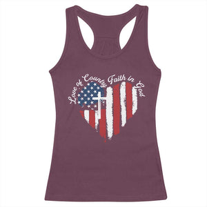 Patriotic Christian Racerback Tank Top Faith In God Heart Cross Flag 4th Of July Religious TS10 Maroon Print Your Wear