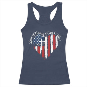 Patriotic Christian Racerback Tank Top Faith In God Heart Cross Flag 4th Of July Religious TS10 Navy Print Your Wear