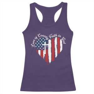 Patriotic Christian Racerback Tank Top Faith In God Heart Cross Flag 4th Of July Religious TS10 Purple Print Your Wear