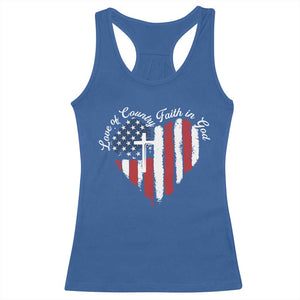 Patriotic Christian Racerback Tank Top Faith In God Heart Cross Flag 4th Of July Religious TS10 Royal Blue Print Your Wear