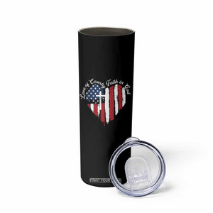 Patriotic Christian Skinny Tumbler Faith In God Heart Cross Flag 4th Of July Religious TS10 Print Your Wear