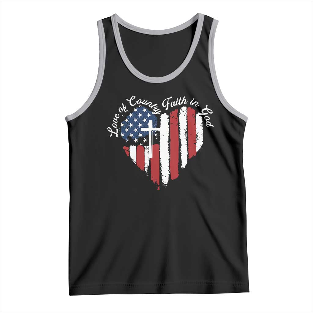 Patriotic Christian Tank Top Faith In God Heart Cross Flag 4th Of July Religious TS10 Black Athletic Heather Print Your Wear