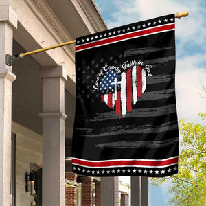 Patriotic Christian Garden Flag Faith In God Heart Cross Flag 4th Of July Religious TS10 Distressed Black Red Print Your Wear