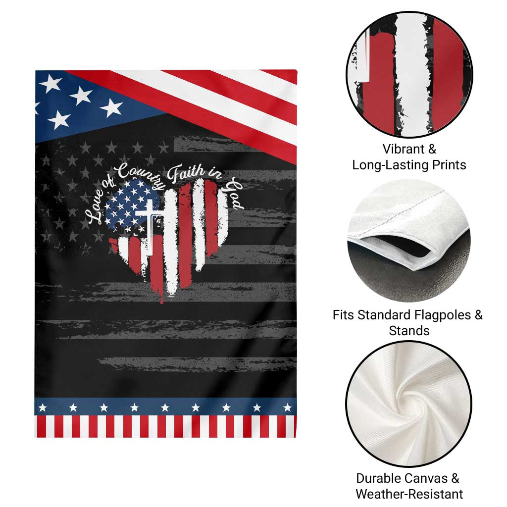 Patriotic Christian Garden Flag Faith In God Heart Cross Flag 4th Of July Religious TS10 Print Your Wear