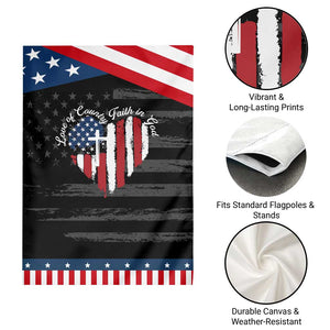 Patriotic Christian Garden Flag Faith In God Heart Cross Flag 4th Of July Religious TS10 Print Your Wear