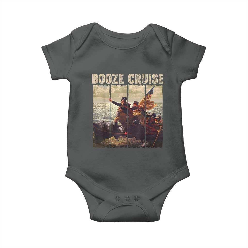 Funny 4th of July Baby Onesie Political Party Booze Cruise Founding Father TS10 Dark Heather Print Your Wear