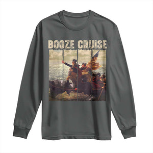 Funny 4th of July Long Sleeve Shirt Political Party Booze Cruise Founding Father TS10 Dark Heather Print Your Wear
