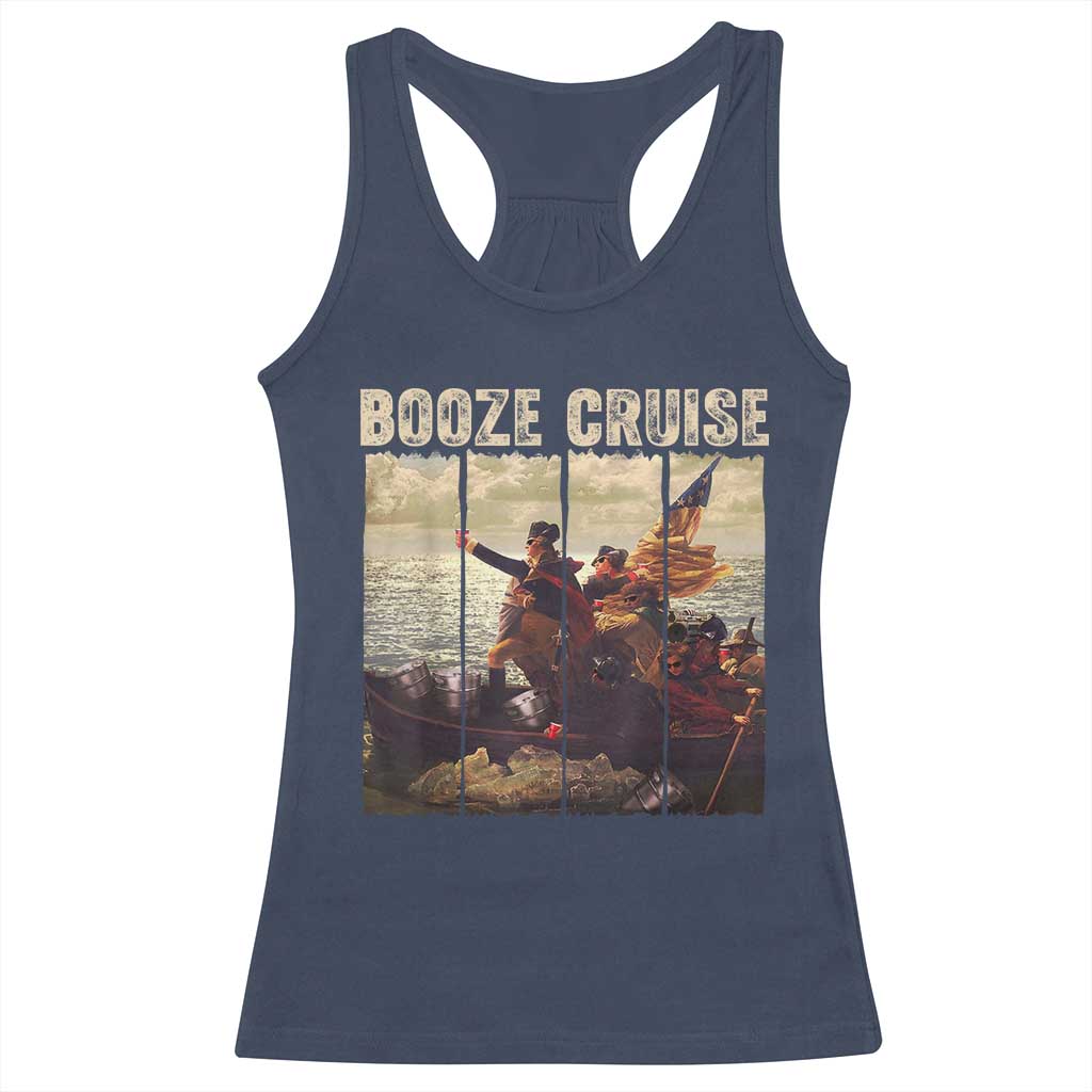 Funny 4th of July Racerback Tank Top Political Party Booze Cruise Founding Father TS10 Navy Print Your Wear