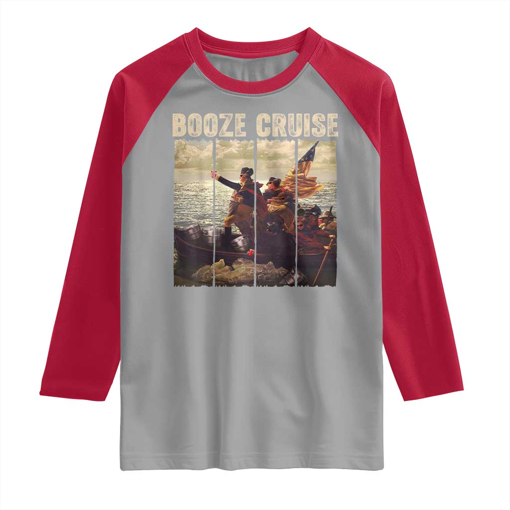 Funny 4th of July Raglan Shirt Political Party Booze Cruise Founding Father TS10 Sport Gray Red Print Your Wear