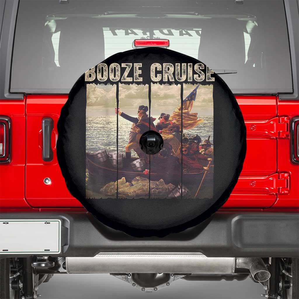 Funny 4th of July Spare Tire Cover Political Party Booze Cruise Founding Father TS10 Black Print Your Wear