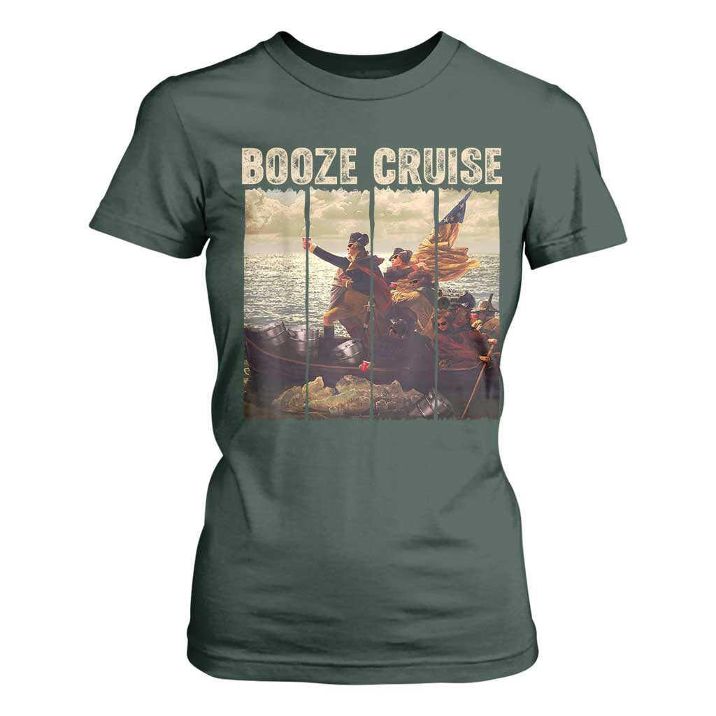 Funny 4th of July T Shirt For Women Political Party Booze Cruise Founding Father TS10 Dark Forest Green Print Your Wear