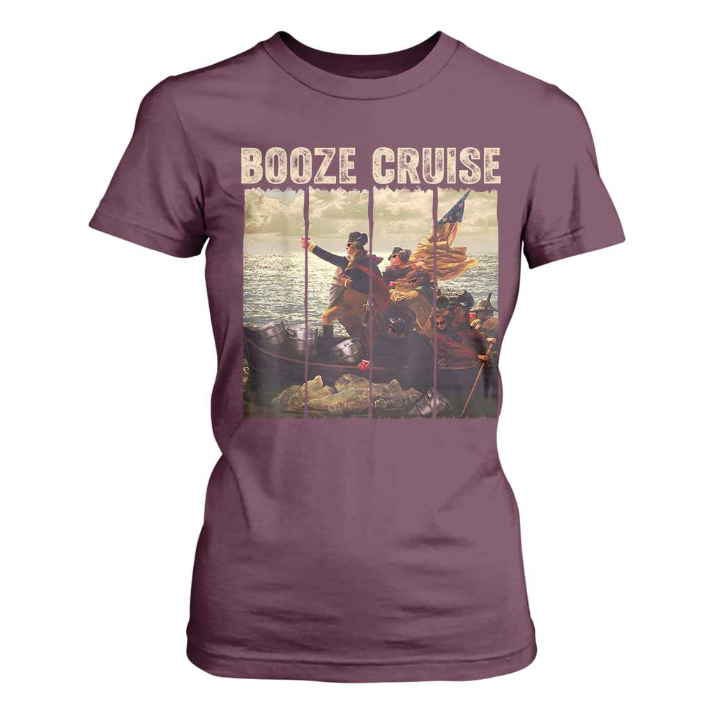 Funny 4th of July T Shirt For Women Political Party Booze Cruise Founding Father TS10 Maroon Print Your Wear