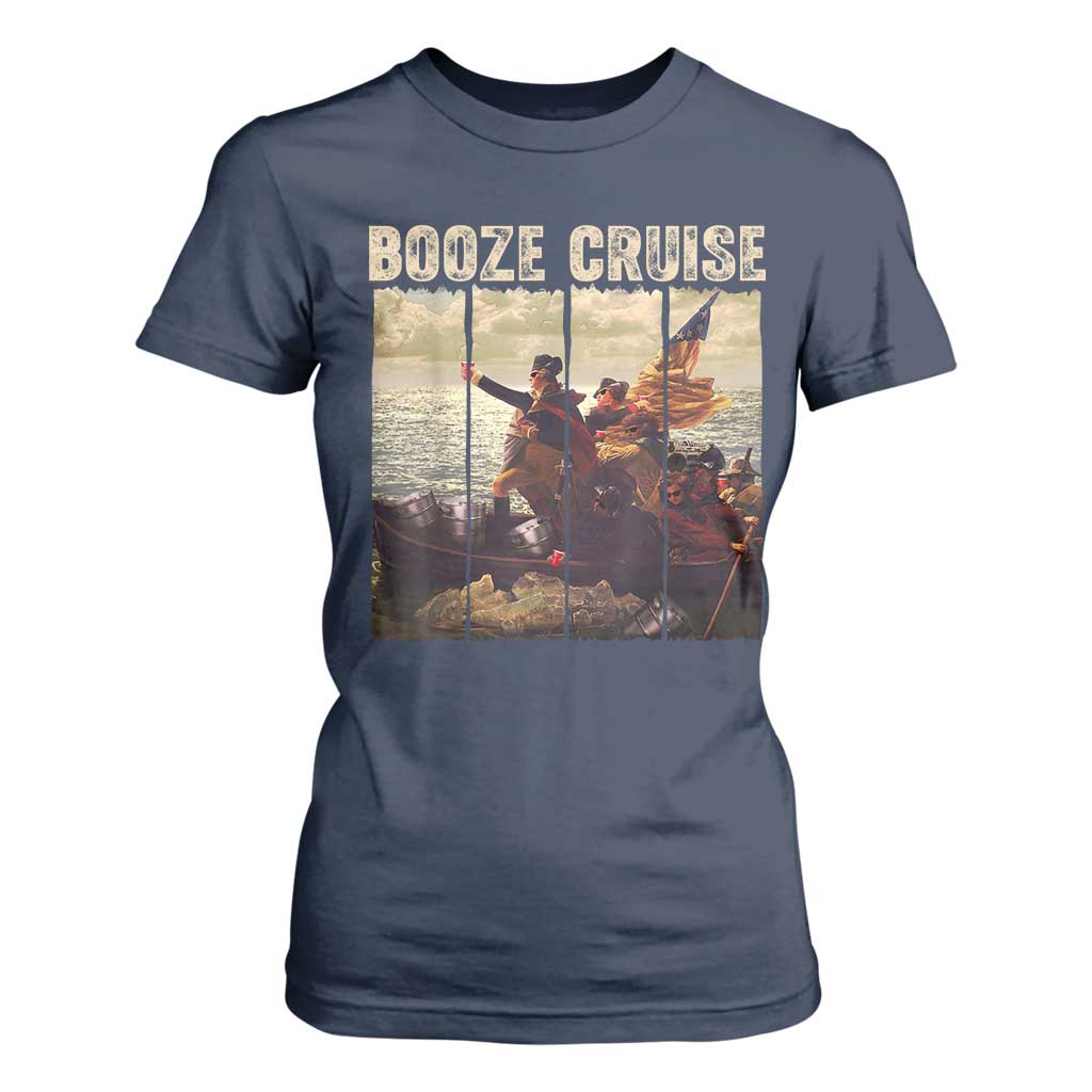 Funny 4th of July T Shirt For Women Political Party Booze Cruise Founding Father TS10 Navy Print Your Wear