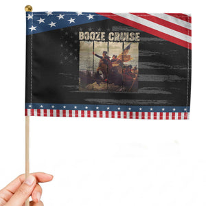 Funny 4th of July Patriotic Handheld Flag Political Party Booze Cruise Founding Father TS10 Distressed 8.2" × 5.5" Black Blue Print Your Wear