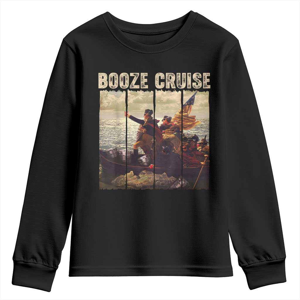 Funny 4th of July Youth Sweatshirt Political Party Booze Cruise Founding Father TS10 Black Print Your Wear