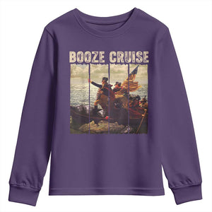 Funny 4th of July Youth Sweatshirt Political Party Booze Cruise Founding Father TS10 Purple Print Your Wear