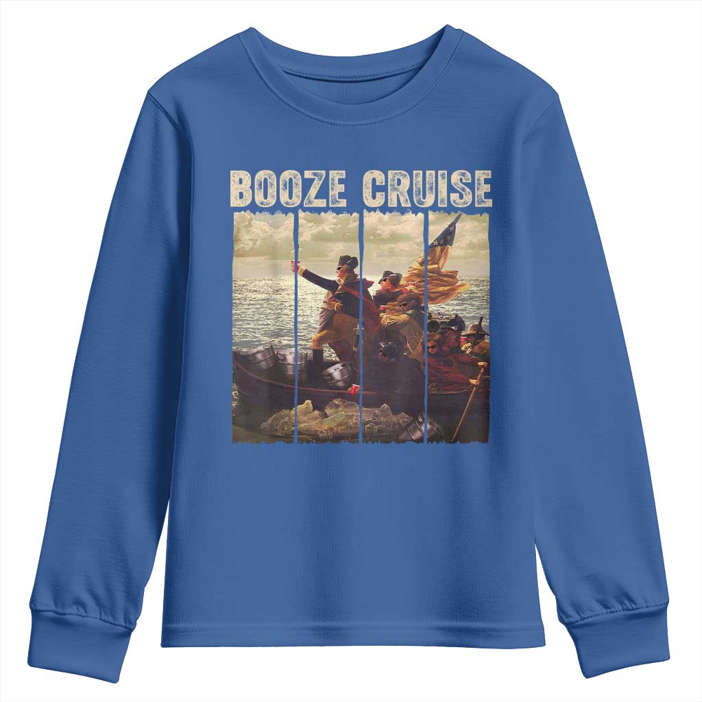 Funny 4th of July Youth Sweatshirt Political Party Booze Cruise Founding Father TS10 Royal Blue Print Your Wear