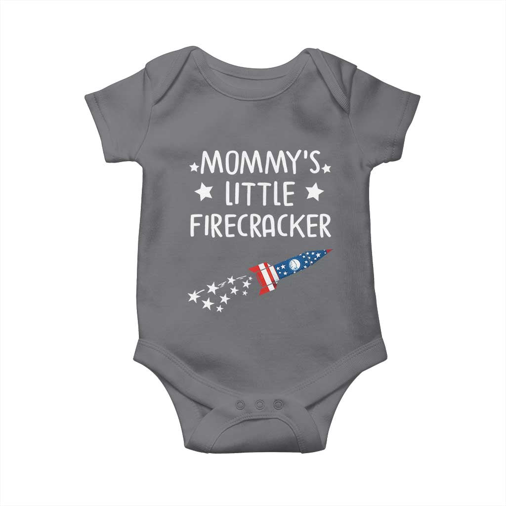 Mommy's Little Firecracker 4th of July Baby Onesie Patriotic American Flag TS10 Charcoal Print Your Wear