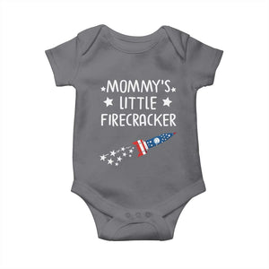 Mommy's Little Firecracker 4th of July Baby Onesie Patriotic American Flag TS10 Charcoal Print Your Wear