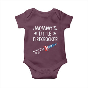 Mommy's Little Firecracker 4th of July Baby Onesie Patriotic American Flag TS10 Maroon Print Your Wear
