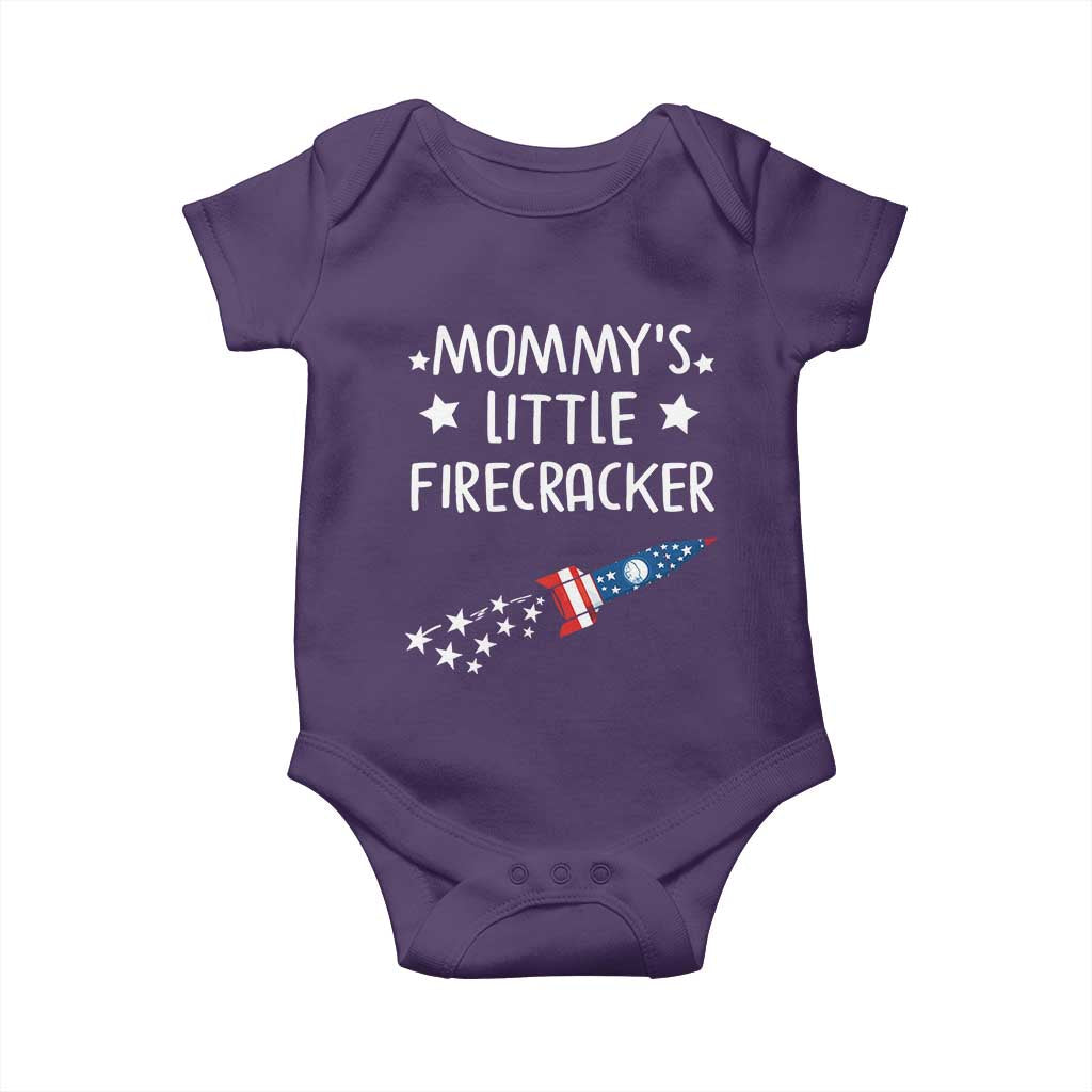Mommy's Little Firecracker 4th of July Baby Onesie Patriotic American Flag TS10 Purple Print Your Wear