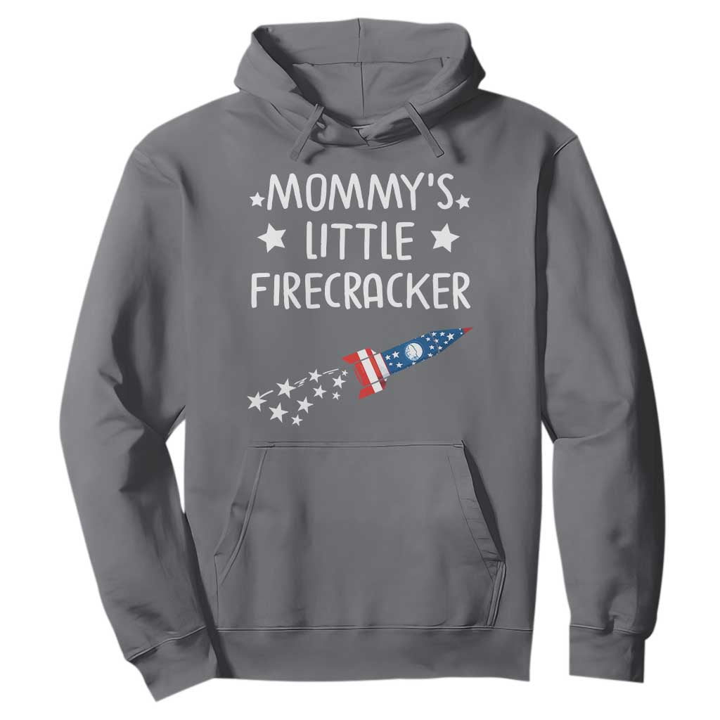Mommy's Little Firecracker 4th of July Hoodie Patriotic American Flag TS10 Charcoal Print Your Wear