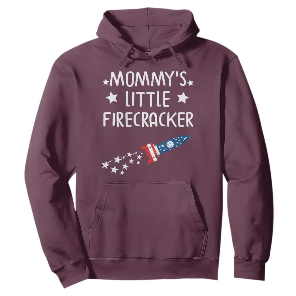 Mommy's Little Firecracker 4th of July Hoodie Patriotic American Flag TS10 Maroon Print Your Wear