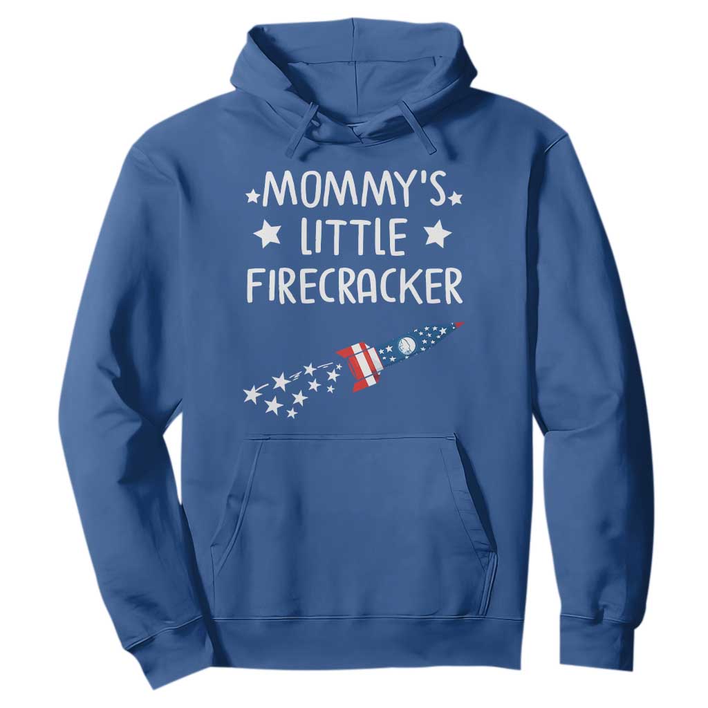 Mommy's Little Firecracker 4th of July Hoodie Patriotic American Flag TS10 Royal Blue Print Your Wear