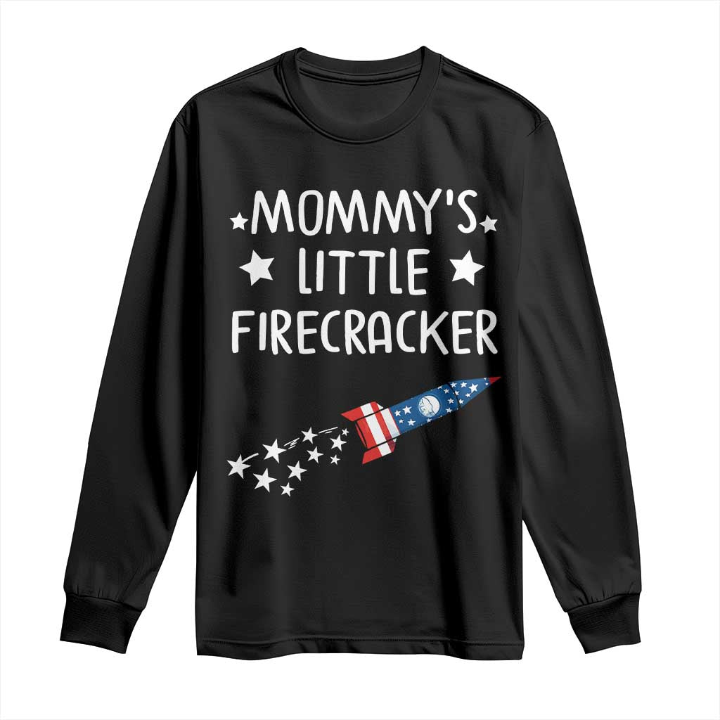 Mommy's Little Firecracker 4th of July Long Sleeve Shirt Patriotic American Flag TS10 Black Print Your Wear