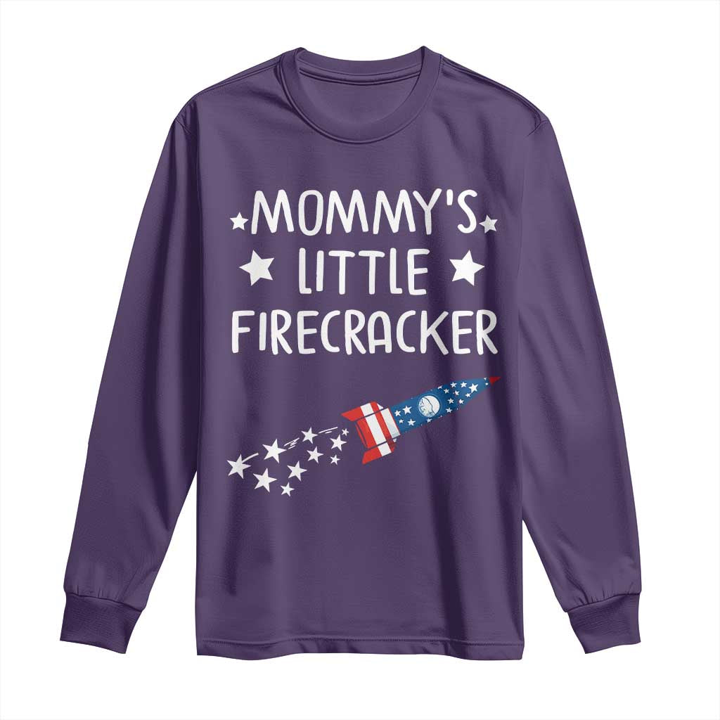 Mommy's Little Firecracker 4th of July Long Sleeve Shirt Patriotic American Flag TS10 Purple Print Your Wear