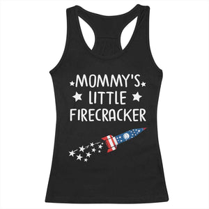 Mommy's Little Firecracker 4th of July Racerback Tank Top Patriotic American Flag TS10 Black Print Your Wear