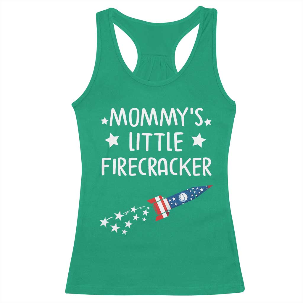 Mommy's Little Firecracker 4th of July Racerback Tank Top Patriotic American Flag TS10 Irish Green Print Your Wear