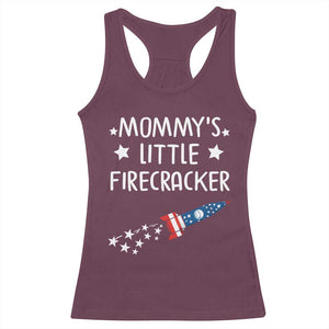 Mommy's Little Firecracker 4th of July Racerback Tank Top Patriotic American Flag TS10 Maroon Print Your Wear