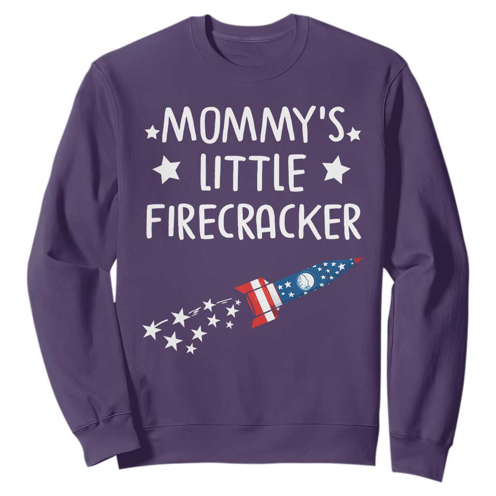 Mommy's Little Firecracker 4th of July Sweatshirt Patriotic American Flag TS10 Purple Print Your Wear