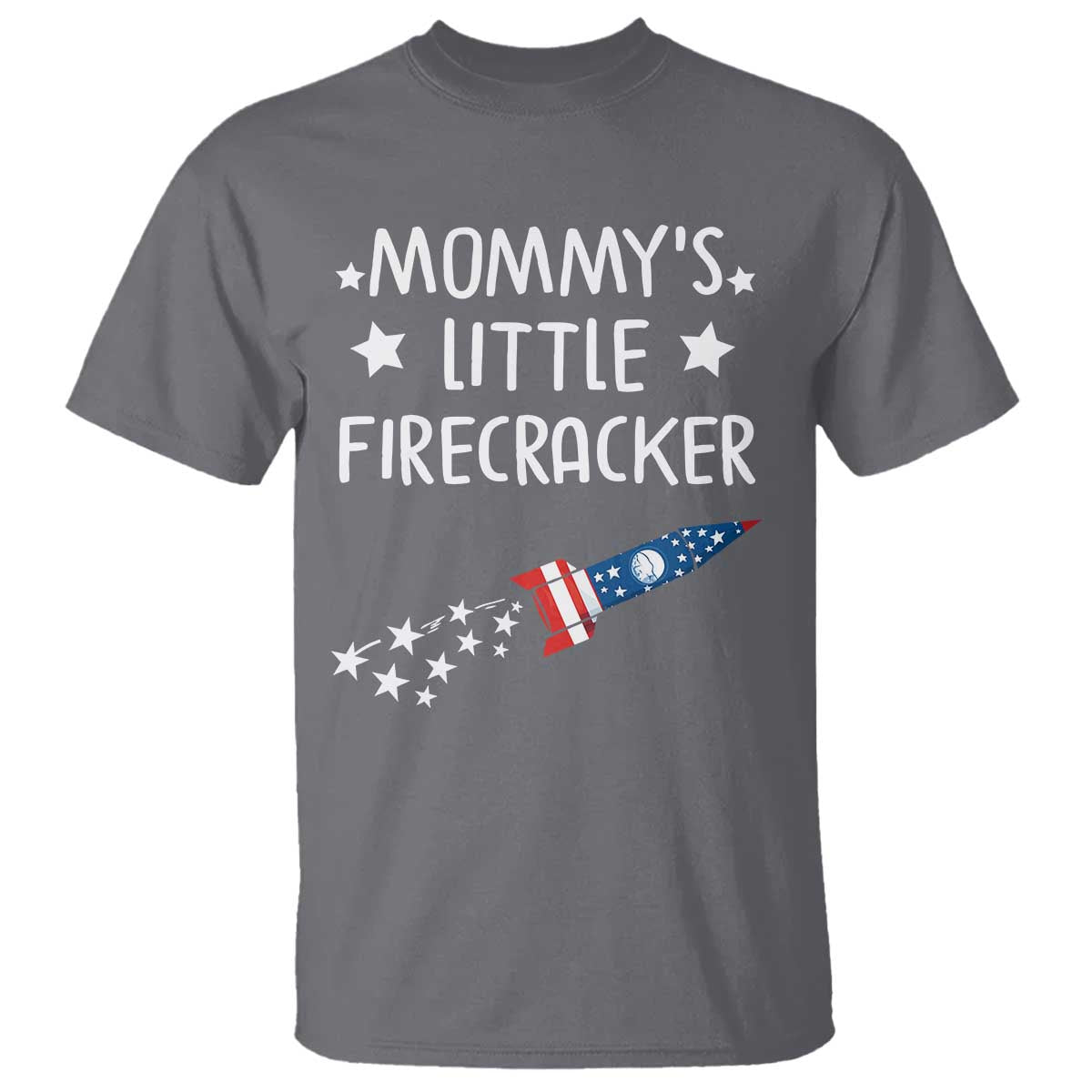 Mommy's Little Firecracker 4th of July T Shirt Patriotic American Flag TS10 Charcoal Print Your Wear